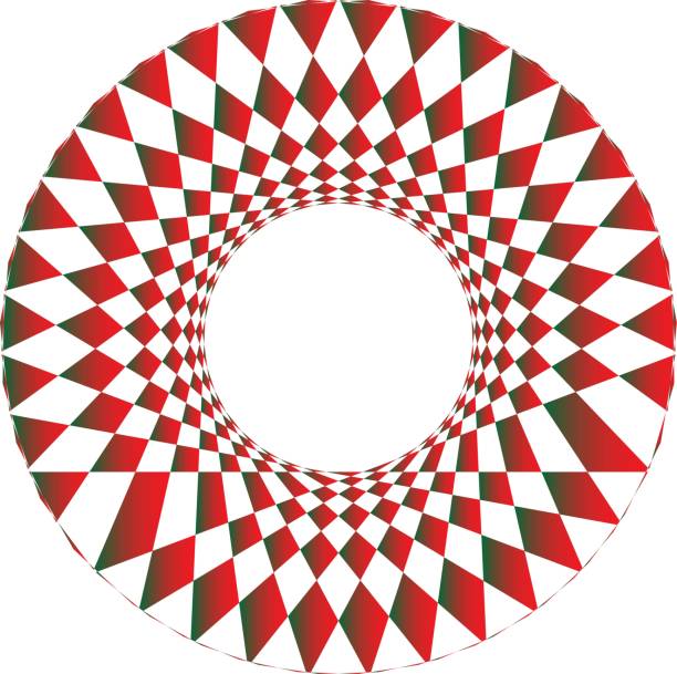 Geometric pattern of circles and stripes that appears to move when viewed Geometric pattern of circles and stripes that appears to move when viewed. Christmas design dizzying stock illustrations