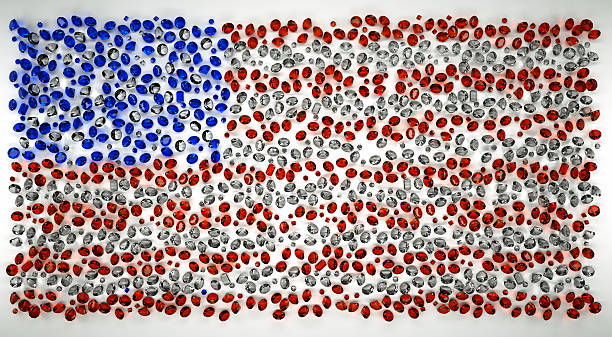 american flag of precious stones diamont sapphire, ruby