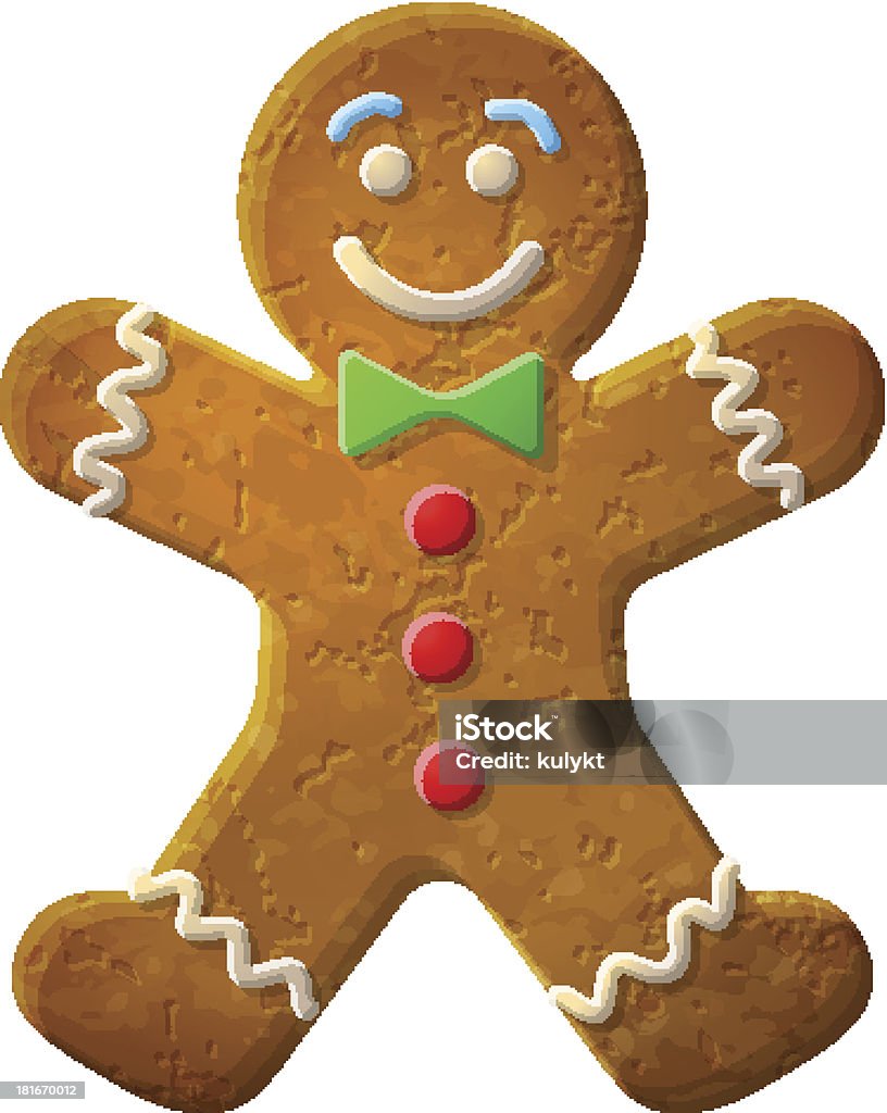 Gingerbread man decorated colored icing Holiday cookie in shape of man. Qualitative vector (EPS-10) illustration for new year's day, christmas, winter holiday, cooking, new year's eve, food, silvester, etc. It has transparent elements, masks, blending modes, gradients Gingerbread Man stock vector