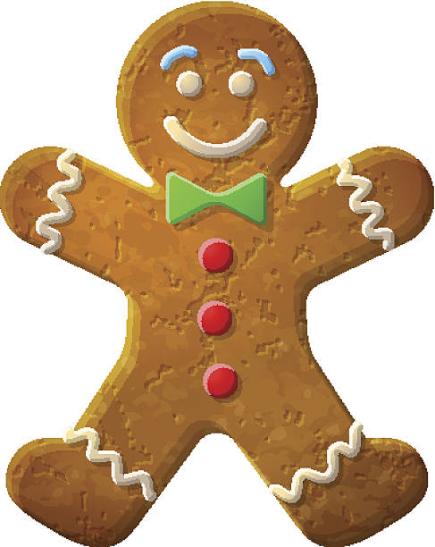 Gingerbread man decorated colored icing vector art illustration