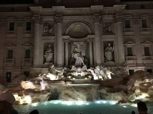 The Trevi Fountain in Rome, Italy.