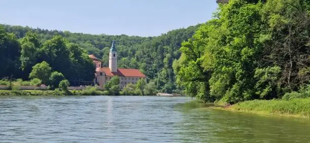 Weltenburg Abbey, Kelheim. Donau opening near Weltenburg Abbey, Kelheim, Bavaria Monastery.This landmark is a Benedictine monastery in Weltenburg in Kelheim on the Danube
