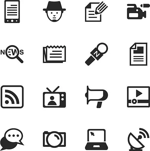 Vector illustration of Reporter Silhouette Icons