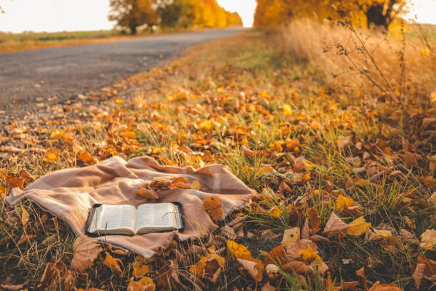 istock Open Bible on a blanket, autumn 1816719498
