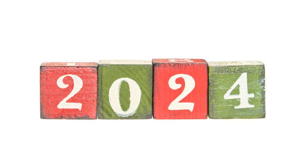 2024 year concept with wooden blocks and text stock photo