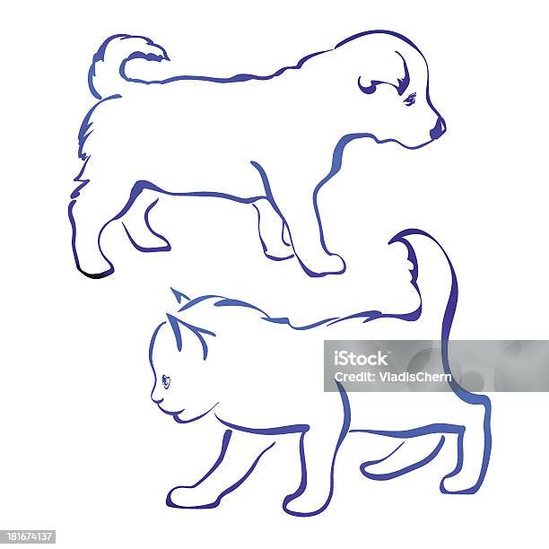 Dog And Cat Silhouette Vector Illustration Sketch Stock Illustration - Download Image Now - Animal, Animal Body Part, Animal Hospital