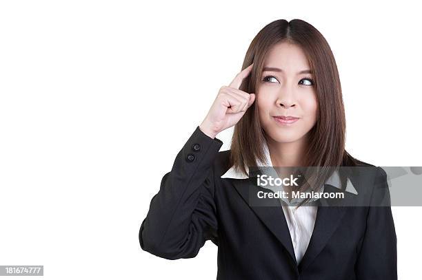Business Woman Attractive Think View Suit Isolated Stock Photo - Download Image Now - Achievement, Adult, Adults Only