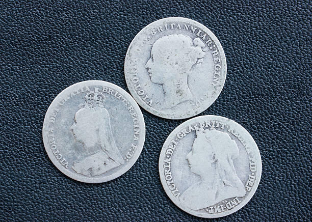 istock Threepence, silver coin, thruppenny, Victoria, British. 181676377