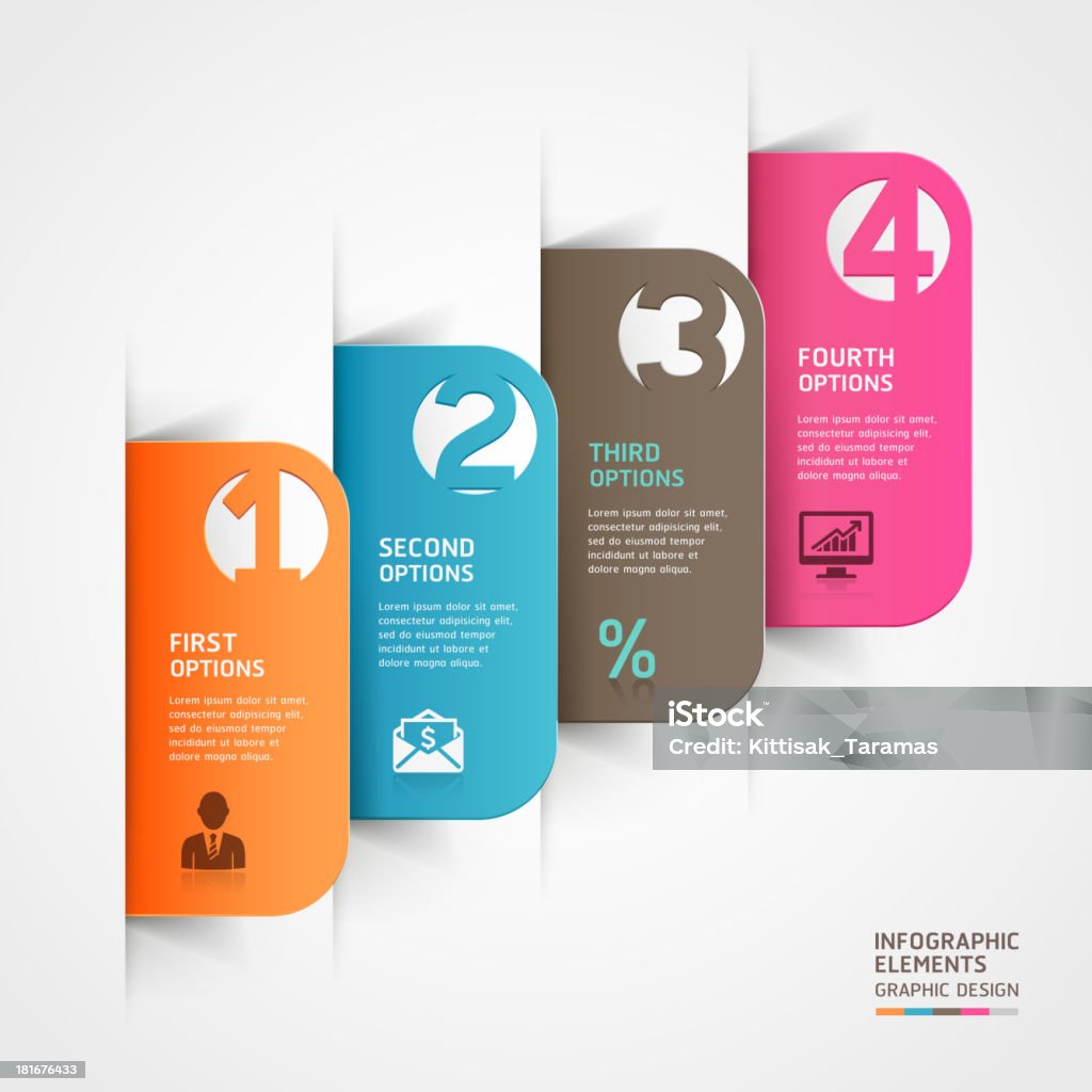 Computer Bild von bunten Infografik Ordner Laschen - Lizenzfrei Informationsgrafik Vektorgrafik