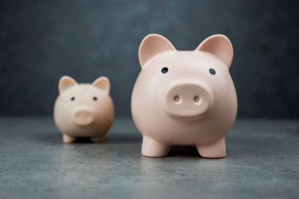 Big piggy banks with a blur of small piggy banks behind. Big piggy banks with a blur of small piggy banks behind. Making money. Saving up. huge pile of money stock pictures, royalty-free photos & images