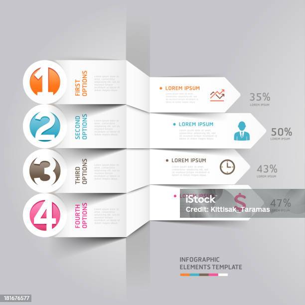 Ilustracja Infografiki Ponumerowanych Strzałka Zakładki - Stockowe grafiki wektorowe i więcej obrazów Grafika informacyjna