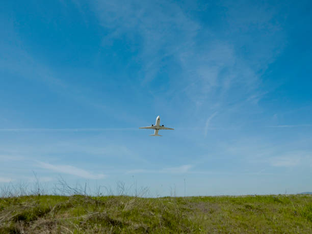Passenger plane taking off. No people.
