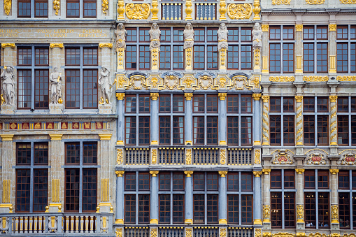 Facades of houses in Brussels, Belgium