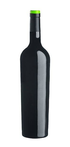 istock Red wine bottle isolated on white background 181678629