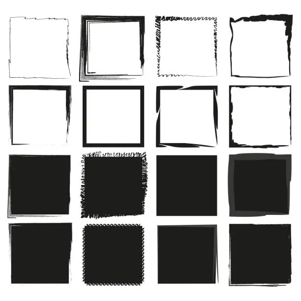 Vector illustration of Set of grunge square. Vector illustration. PS 10.