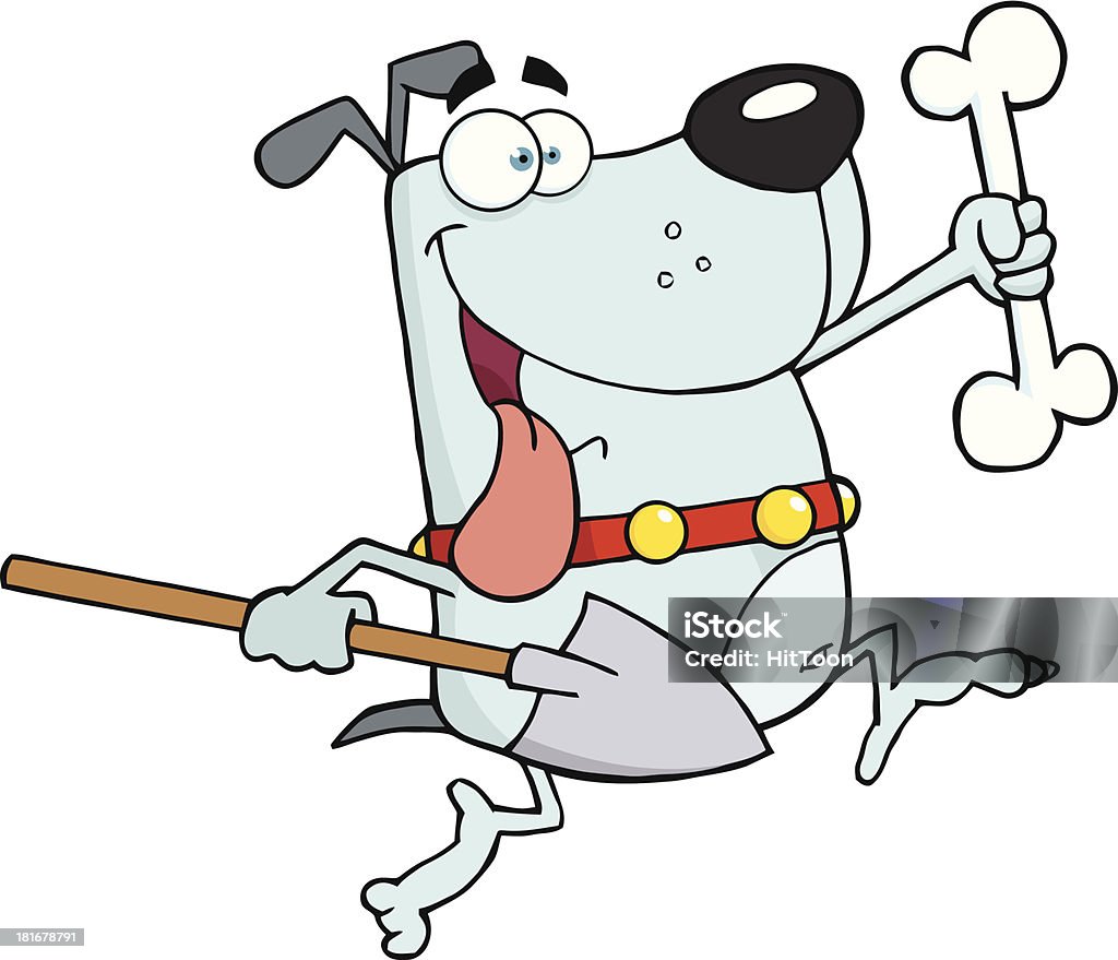 Gray Running Dog With A Bone And Shovel Similar Illustrations: Animal stock vector