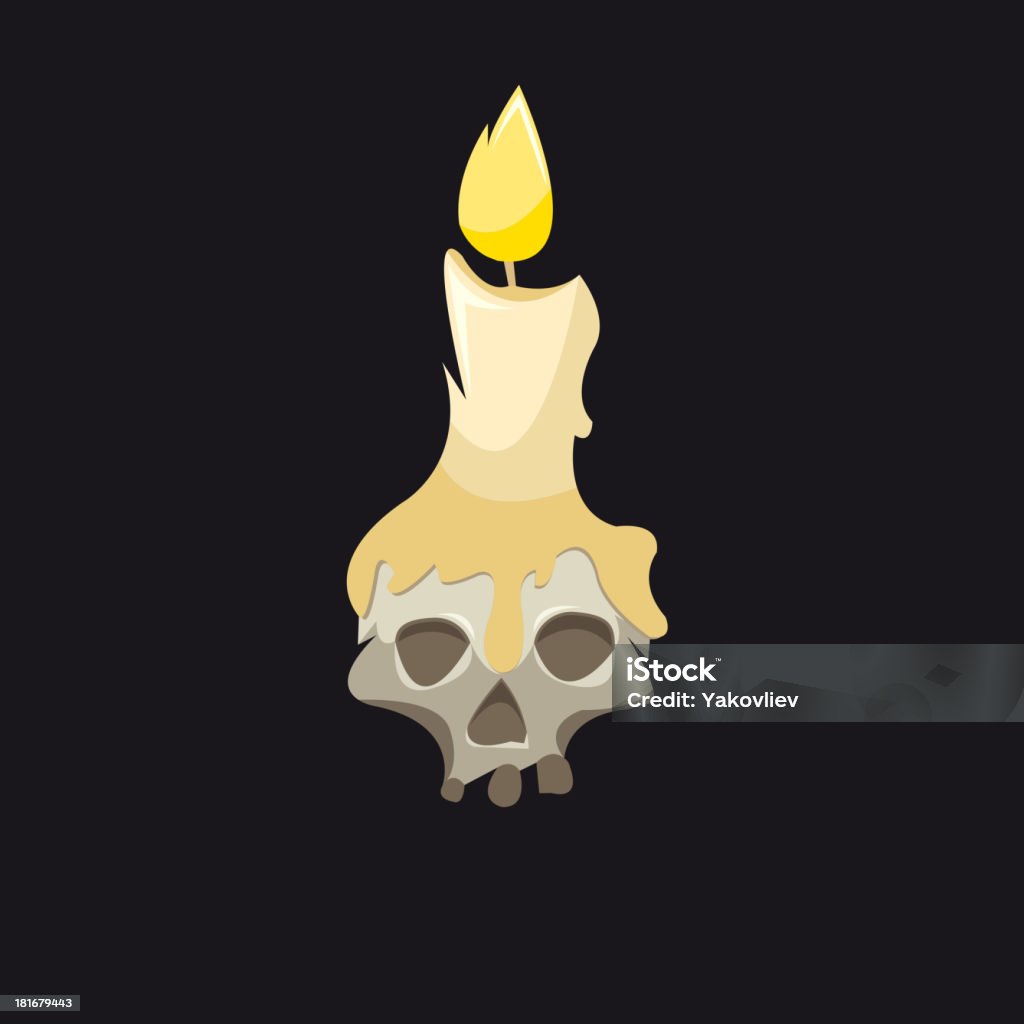 La candela con teschio isolato su nero - arte vettoriale royalty-free di Arte