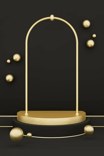 istock Golden single Podium Product Placement, Template Luxury 3D Render vertical 1816804087