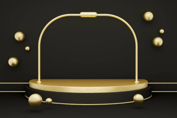 istock Gold, single Podium, Product Placement, Template Luxury 3D Render horizontal 1816804635