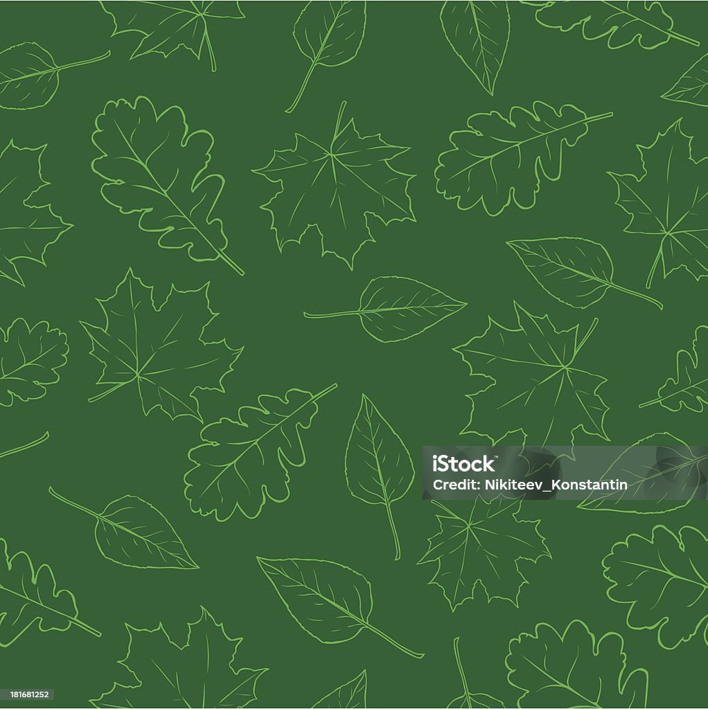 Patrón de vector de contorno verde hojas - arte vectorial de Abstracto libre de derechos