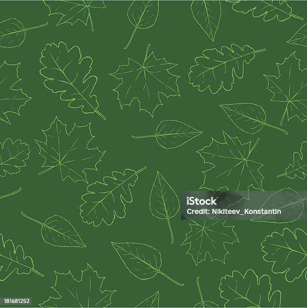 Ilustración de Patrón De Vector De Contorno Verde Hojas y más Vectores Libres de Derechos de Abstracto - Abstracto, Bosque, Botánica