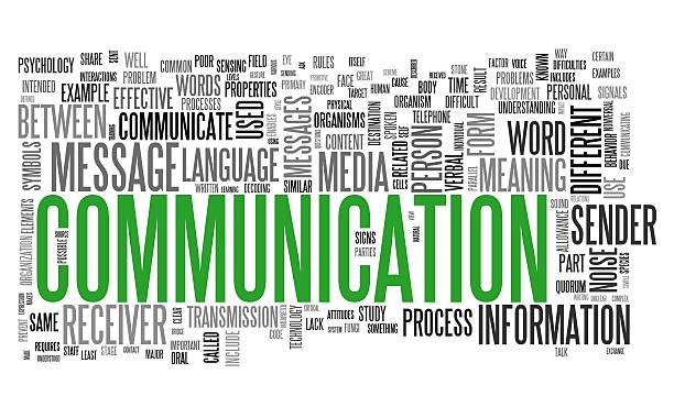 Communication concept in word tag cloud stock photo