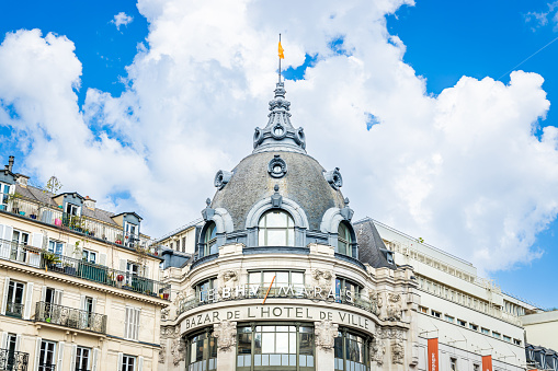 Front of BHV Marais store in the center of Paris, France