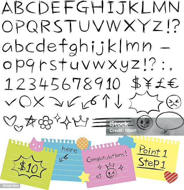 Pencil Hand Drawn Style Alphabets Set Stock Illustration - Download Image Now - Alphabet, Arrow Symbol, Brush Stroke