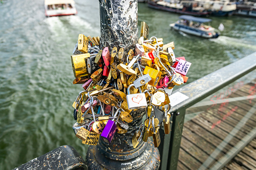 The Pont des Arts in Paris is famous for having love locks attached to it