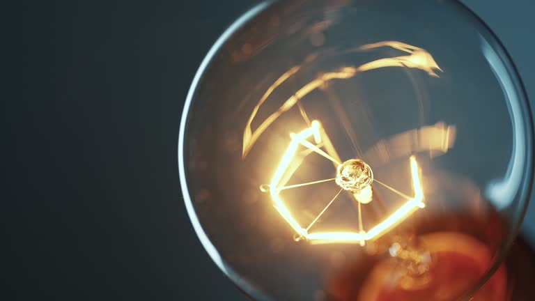 Close up glowing light bulb