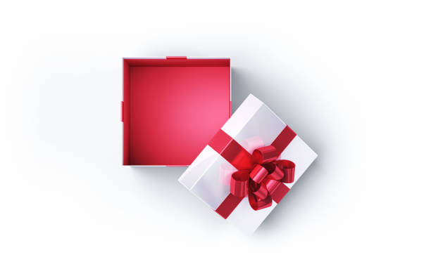 istock White Open Gift Box with Red Ribbon Isolated on White Background (Object + Shadow Path) 1816835863
