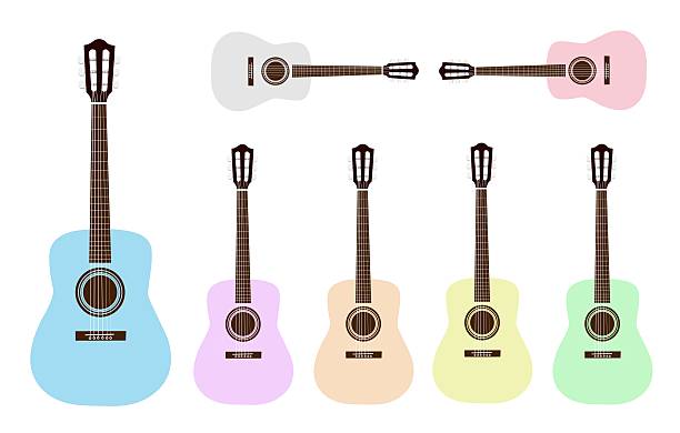 piękne na klasycznej gitary na białym tle - tabulature stock illustrations