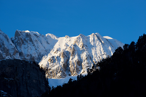 Peaks in the Pyrenees, Hecho Valley, Huesca Province, Aragon in Spain.