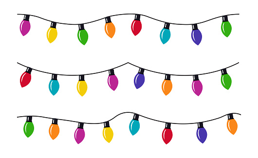 Vector illustration of four different strings of Christmas lights.