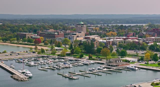 Static Aerial of Marina in Traverse City, Michigan