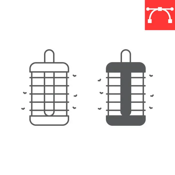 Vector illustration of Insect trap line and glyph icon