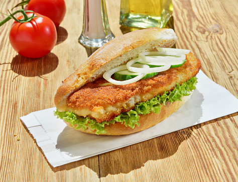 Baked Fish in a Bun - Outdoor in Summertime