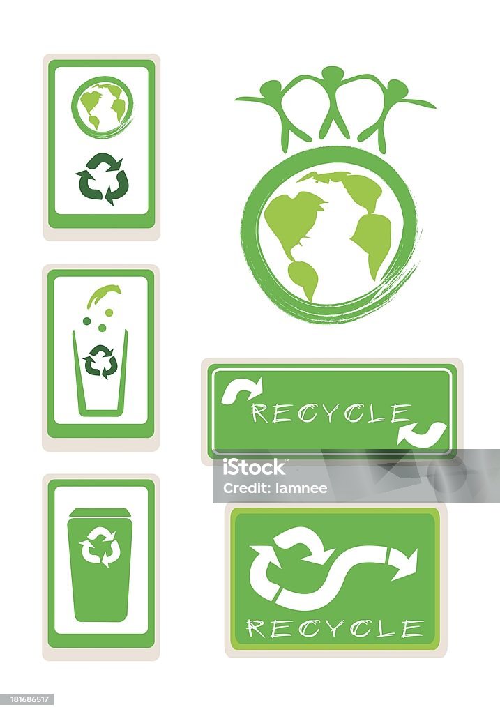 Conjunto de reciclar sinal para salvar o mundo - Ilustração de Depósito de lixo royalty-free