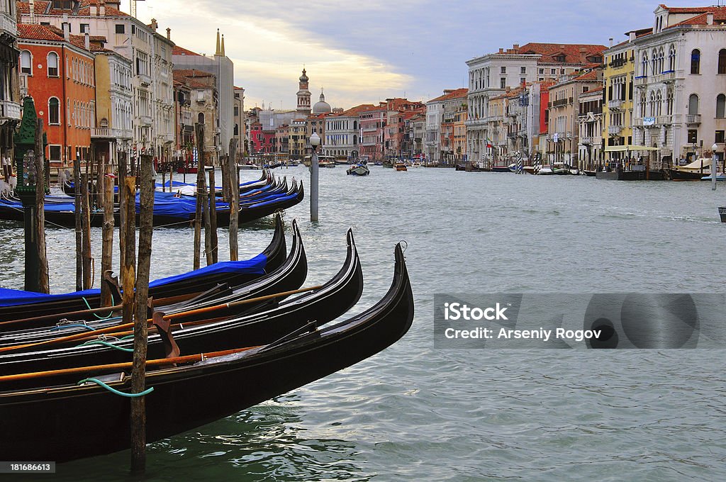 Grand canal and gondolas Grand canal and gondolas in Venice, Italy Architecture Stock Photo