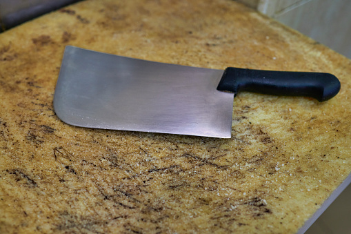 Kitchen Knives Set on Wood Cutting Board