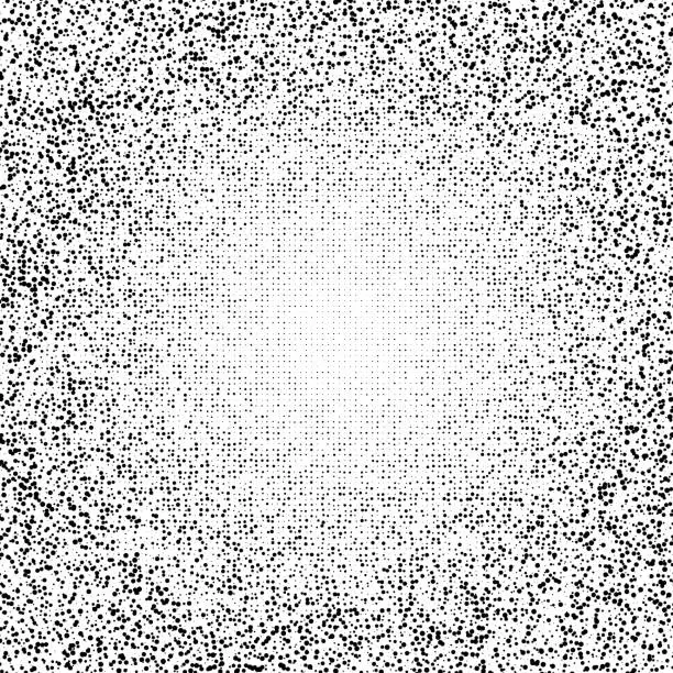 Vector illustration of Black and white pixel noise gradient: central order, peripheral chaos