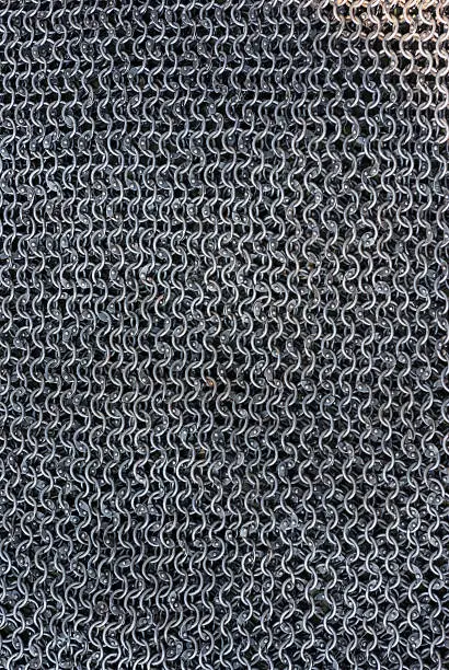 Real handmade chainmail texture close up