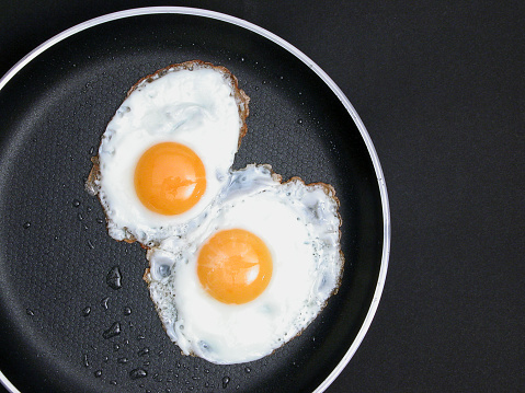 two eggs on frying pan