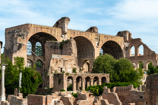 Ruins of a basilica in the Roman Forum in Rome