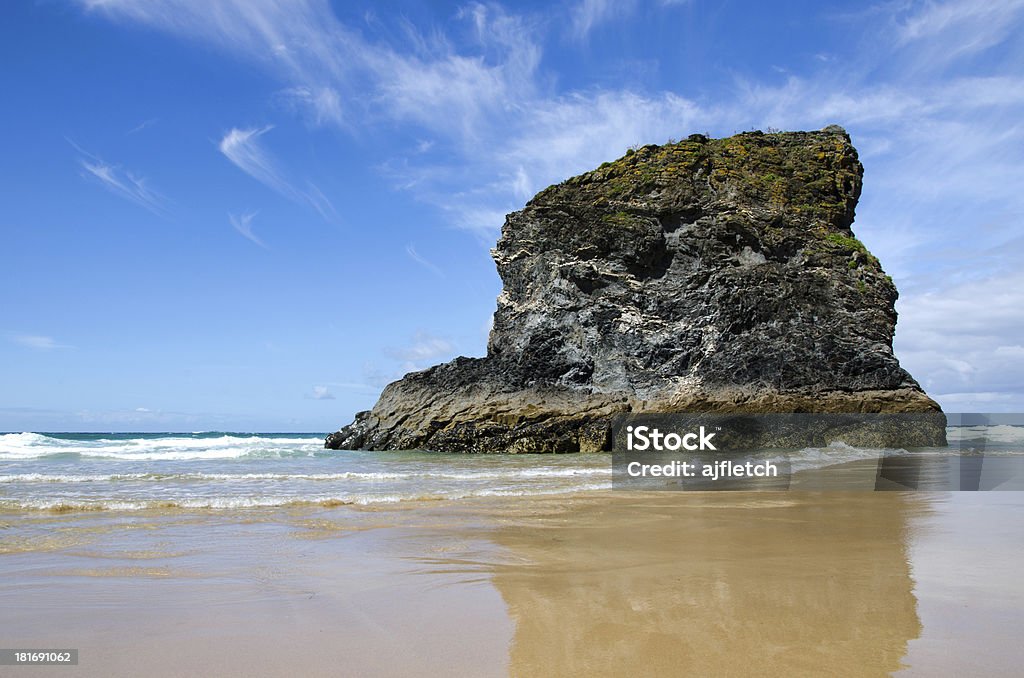 Plaża w Bedruthan Kroczy, Cornwall, Wielka Brytania - Zbiór zdjęć royalty-free (Anglia)