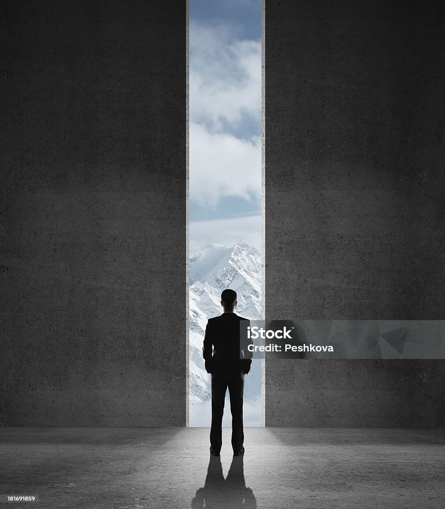 Mann, Blick auf die Berge - Lizenzfrei Abstrakt Stock-Foto