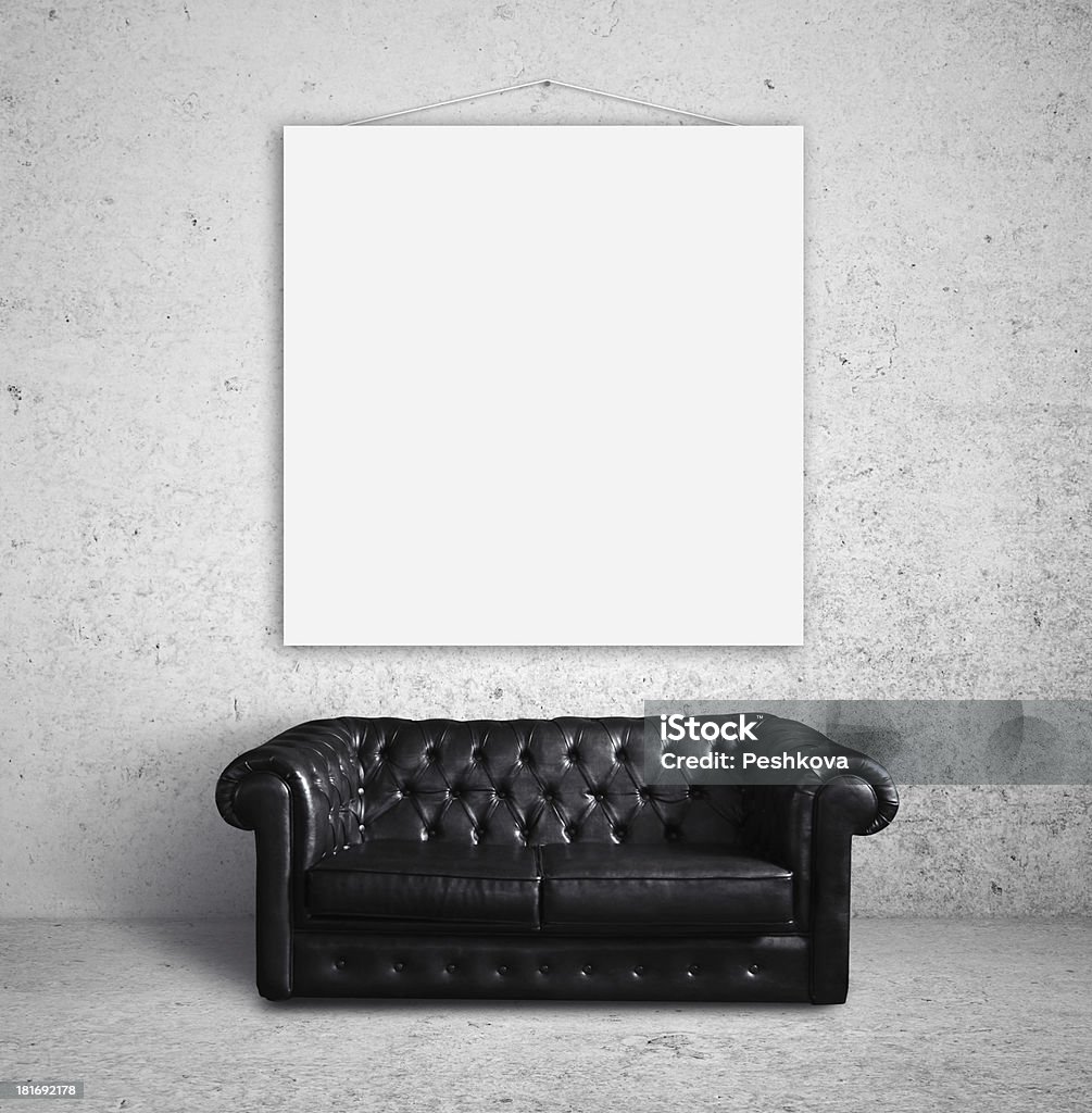 sofa leather sofa in concrete room Abstract Stock Photo