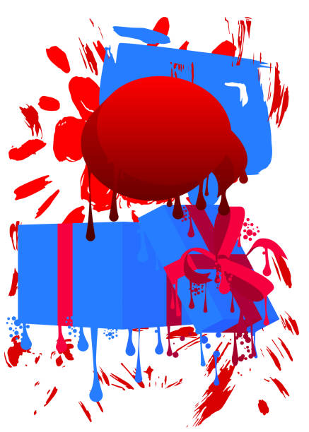 istock Graffiti Gift box with speech bubble. Holiday modern messaging sign street art decoration. 1816930603