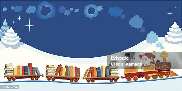 Christmas Train With Books Stock Illustration - Download Image Now - Book, Christmas, Santa Claus