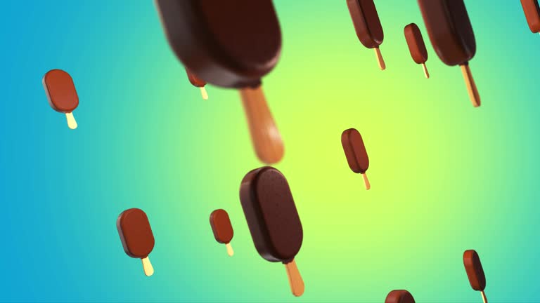 Chocolate popsicle. Purple background. Light green background.